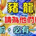 屬豬，龍，猴的人，請為他們轉走，8月前必有一喜