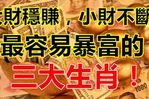 最容易暴富的三大生肖，大財穩賺，小財不斷！如有必轉！