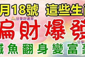 1月18日，偏財爆發的生肖