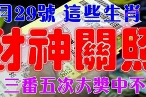 1月29號開始財神關照，三番五次大獎中不停的生肖