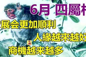 6月開始發展會更加順利，人緣越來越好，商機越來越多的四屬相