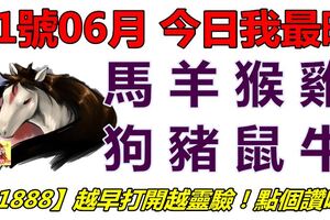 21號06月，今日我最旺！馬羊猴雞狗豬鼠牛！【21888】越早打開越靈驗！點個讚吧！