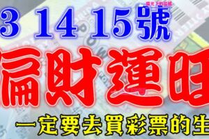 7月13，14，15號開始偏財運旺，一定要去買彩票的生肖