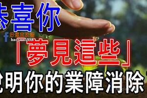 恭喜你「夢見這些」說明你的業障消除了，以後只有好事發生