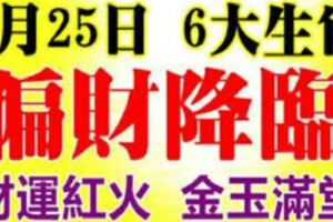 8月25號開始偏財降臨，財運紅火，金玉滿堂的生肖