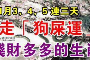 11月3，4，5連三天，走「狗屎運」，錢財多多的生肖