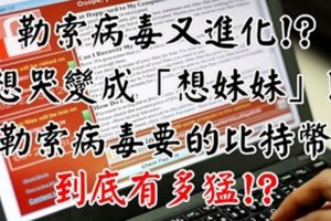 勒索軟體不斷變種在"想哭"，"想哭2.0"之後又出現了"想要妹妹"，究竟駭客們千方百計想得到的比特幣有多猛?公開的真相竟然震驚了數百萬網友!?