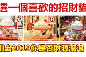 選一個喜歡的招財貓，測出2019你是否財源滾滾！好准哦