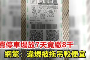 收費停車場放7天竟繳8千網驚：違規被拖較便宜