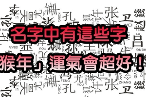 名字中有這些字，「猴年」運氣會超好！！尤其是有「心、俊、勇」的人…