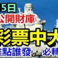 9月5日大伯公開財庫，買彩票中大獎的生肖