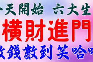 今天開始後，這六大生肖橫財進門【有望數錢數到笑哈哈】