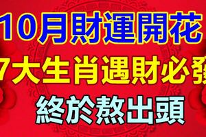 10月財運開花的7大生肖，猶如財神附體，遇財必發，終於熬出頭