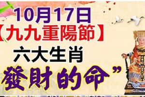 10月17日【九九重陽節】六大生肖就是發財的命