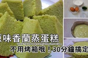 《香蘭蒸蛋糕》充滿濃濃的斑斕香味加上柔軟的口感，真是香甜可口！不用烤箱非常簡單做法，30分鐘搞定哦！