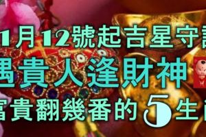 11月12號起吉星守護，遇貴人逢財神，富貴翻幾番的5大生肖！