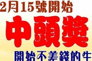 12月15號中頭獎，再也不缺錢的生肖！