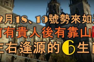 12月18、19號勢來如洪，前有貴人後有靠山，左右逢源的6大生肖！