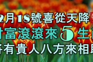 12月18號喜從天降，財富滾滾來的5生肖，將有貴人八方來相助！