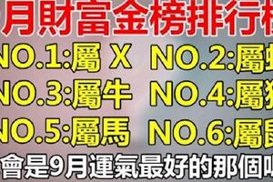 9月財富排行榜：最旺的人你一定沒想到會不會是你呢？