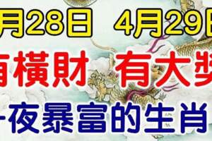 4月28日有橫財，4月29日有大獎，財運爆棚的生肖