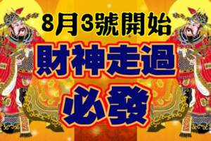 8月3日開始財神走過，必發的生肖