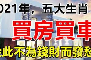 2021年買房買車，從此不為錢財而發愁的五大生肖