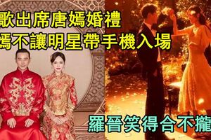 胡歌出席唐嫣婚禮，唐嫣不讓明星帶手機入場，羅晉笑得合不攏嘴