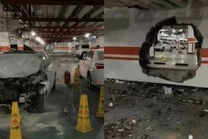 三寶女停車「撞穿牆」網友看傻眼