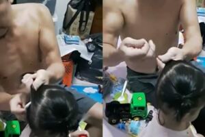 阿公的剋星！嚴厲阿公遇上可愛孫女秒變暖男，綁啾啾還溫柔說「來阿公幫你綁水水～」
