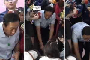 郭台銘幫記者綁鞋帶是自保不是作秀　3度彎腰還原