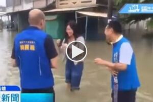 韓青陪老爸韓國瑜勘災涉水影片曝光 蔡英文躺槍