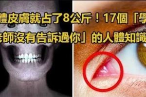 17個學校老師從來不會教的「人體知識」，光是全身皮膚就有8公斤！