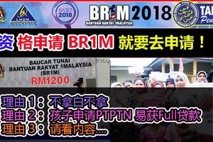 夠資格申請BR1M,就要去申請！3大必須申請BR1M的原因。