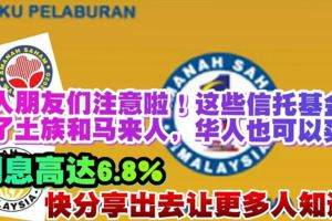 大馬華人朋友們注意啦！這些信託基金，除了土著和馬來人，華人也可以買！利息高達6.8％！快分享出去讓更多人知道