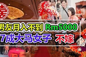 男友月入不達50007成大馬女子不嫁