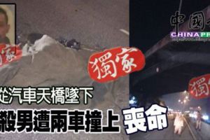 從汽車天橋墜下自殺男遭兩車撞上喪命
