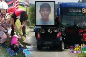 疑超車未遂轎車巴士相撞1死3傷