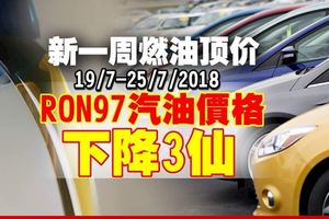 新一周油價出爐　RON97調降3仙（19/7/18-25/7/18）