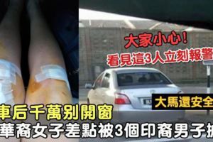 大馬還安全嗎？停車後千萬別開窗華裔女子差點被3個印裔男子連人帶車一起擄走