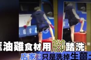 土城麻油雞食材用腳踏洗　店家：只是洗掉生薑土