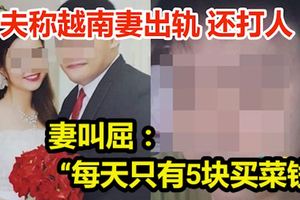 夫稱越南妻出軌還打人妻叫屈「每天只有5塊買菜錢」