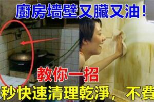 廚房牆面又髒又油？教你這一招，30秒快速清理乾淨，一點都不費事，太實用啦！