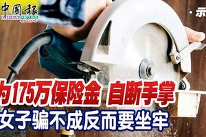 為175萬保險金自斷手掌女子騙不成反而要坐牢