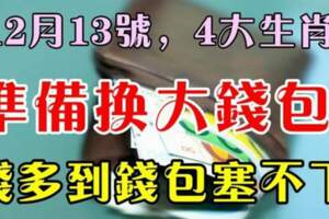 12月13號四大生肖準備換個大錢包，錢多到錢包塞不下啊