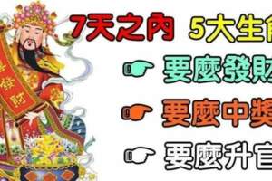 7天之內財神下凡，運勢大吉的生肖