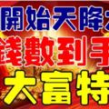 9號開始天降大喜，大發橫財千萬，數錢數到手軟，必大富特富3生肖