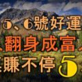 12月5、6號好運傍身，窮人翻身成富人，鈔票賺不停的5生肖！