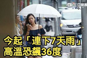 今起「連下7天雨」！高溫恐飆36度