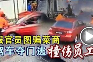 假官員圖騙菜商駕車奪門逃撞傷員工